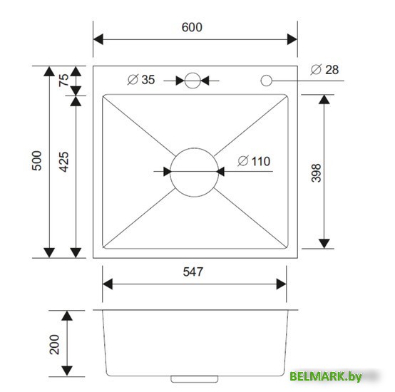 Кухонная мойка РМС MR-6050 (с корзиной и дозатором) - фото2