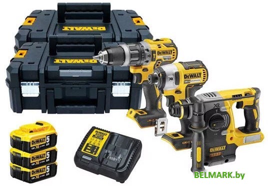 DeWalt DCK368P3T (шуруповерт, винтоверт, перфоратор, 3 АКБ, кейс) - фото