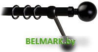 Карниз для штор Lm Decor Шар большой 059 1р гладкий 25мм (черный матовый, 2.4м) - фото