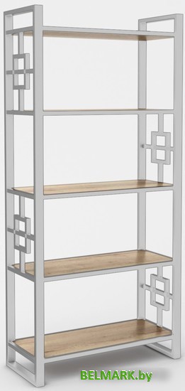 Стеллаж Hype Mebel Квадро 80x200 (белый/дуб галифакс натуральный) - фото