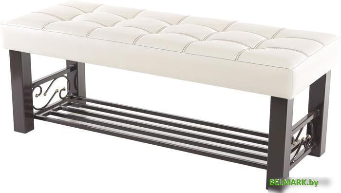 Банкетка AMC Lux 5 с полкой кожзам коричневый/бежевый/коричневый 5.1Б120232 - фото