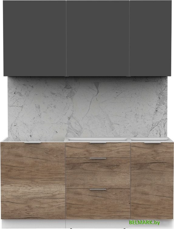 Готовая кухня Интермебель Микс Топ-2 1.6м без столешницы (графит серый/дуб каньон) - фото