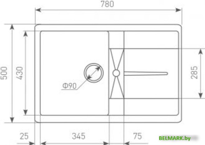 Кухонная мойка Zigmund & Shtain Rechteck 780 (речной песок) - фото2