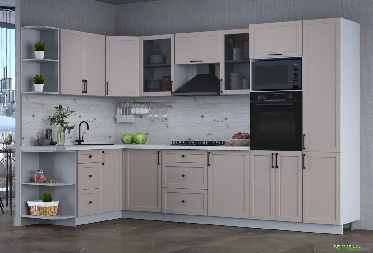 Готовая кухня Интерлиния Тренд 1.68x3.2 ВТ левая (луна/луна/бискайская сосна) - фото2