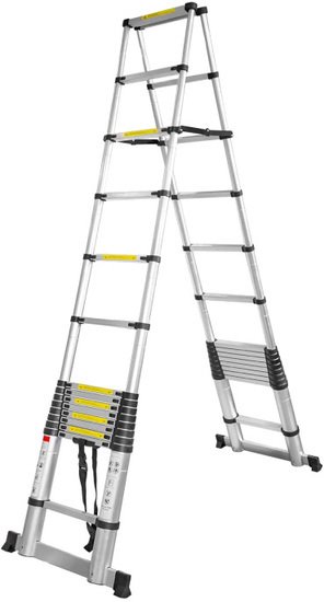 Лестница-стремянка ForceKraft BL-TA440 (2x14 ступеней) - фото