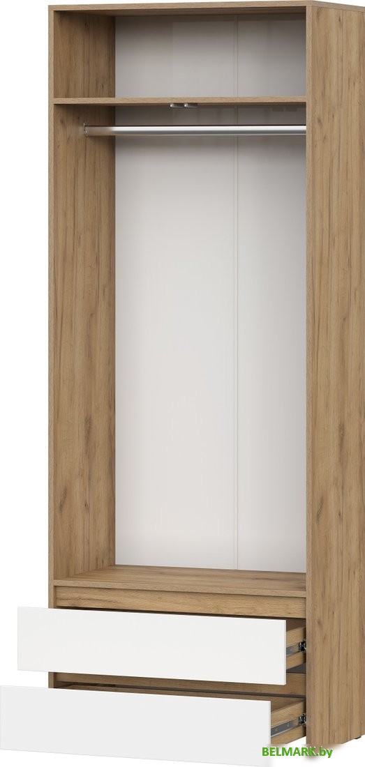 Шкаф распашной NN мебель МС Некст К двухстворчатый с ящиками (дуб золотой/белый) - фото2