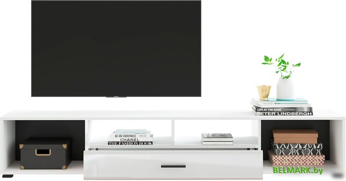 Тумба НК-Мебель Gloss ТВ-200 71373115 (белый/белый глянец) - фото