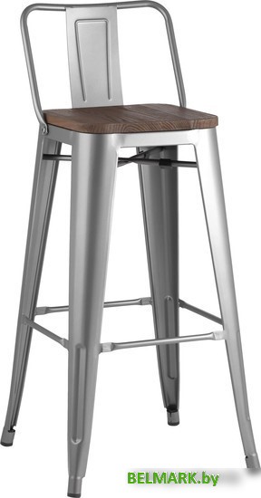 Стул Stool Group Tolix со спинкой YD-H765E-W YG-15 (серебристый матовый/темное дерево) - фото