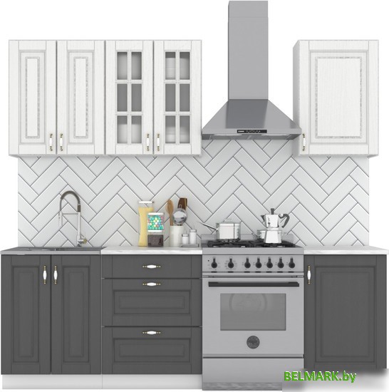 Готовая кухня Интермебель Бостон-3 1.7 (акация белая/акация графит/тунис) - фото