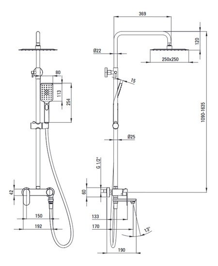 Душевая система Deante Alpinia NAC Z1AM - фото2