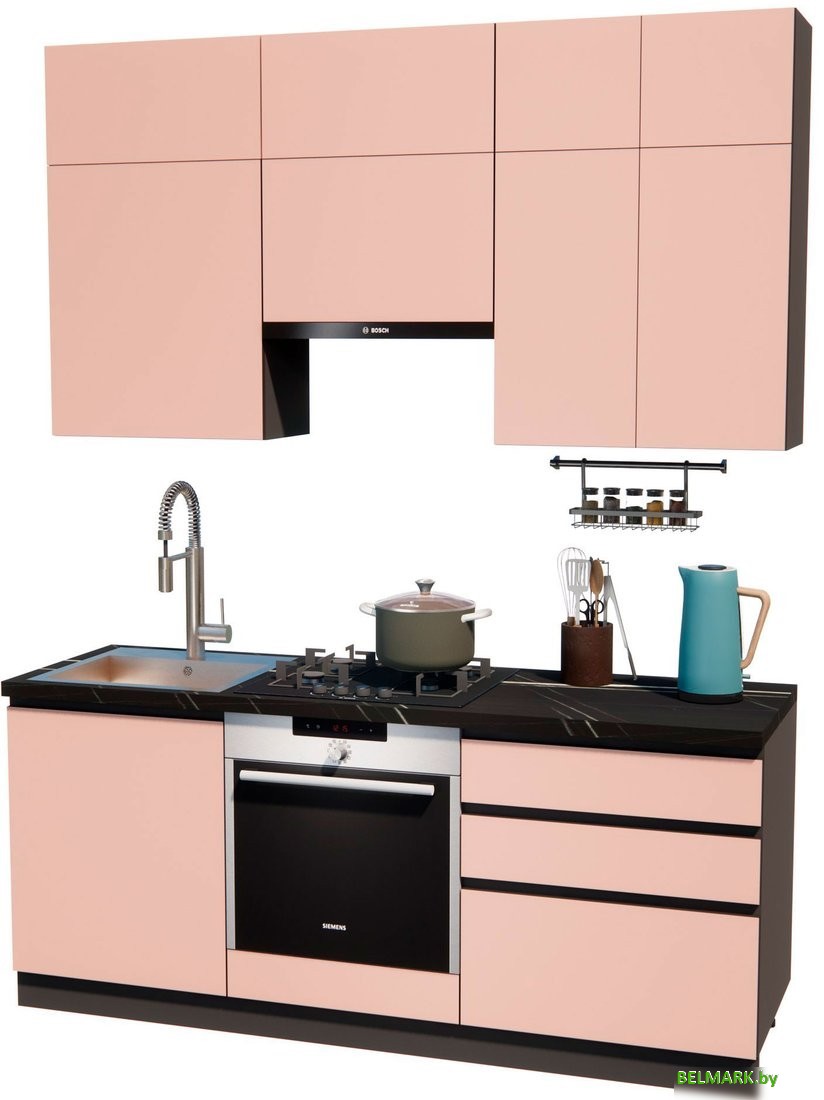 Готовая кухня ВерсоМебель Эко Премиум 1.9 (пудровый/ст. тунис) - фото