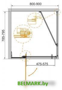 Душевой уголок Cezares SLIDER-AH-1-90-70/80-BR-NERO - фото2