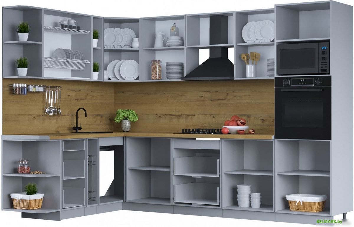 Готовая кухня Интерлиния Тренд 1.88x3.0 ВТ левая (мята/мята/дуб бунратти) - фото2