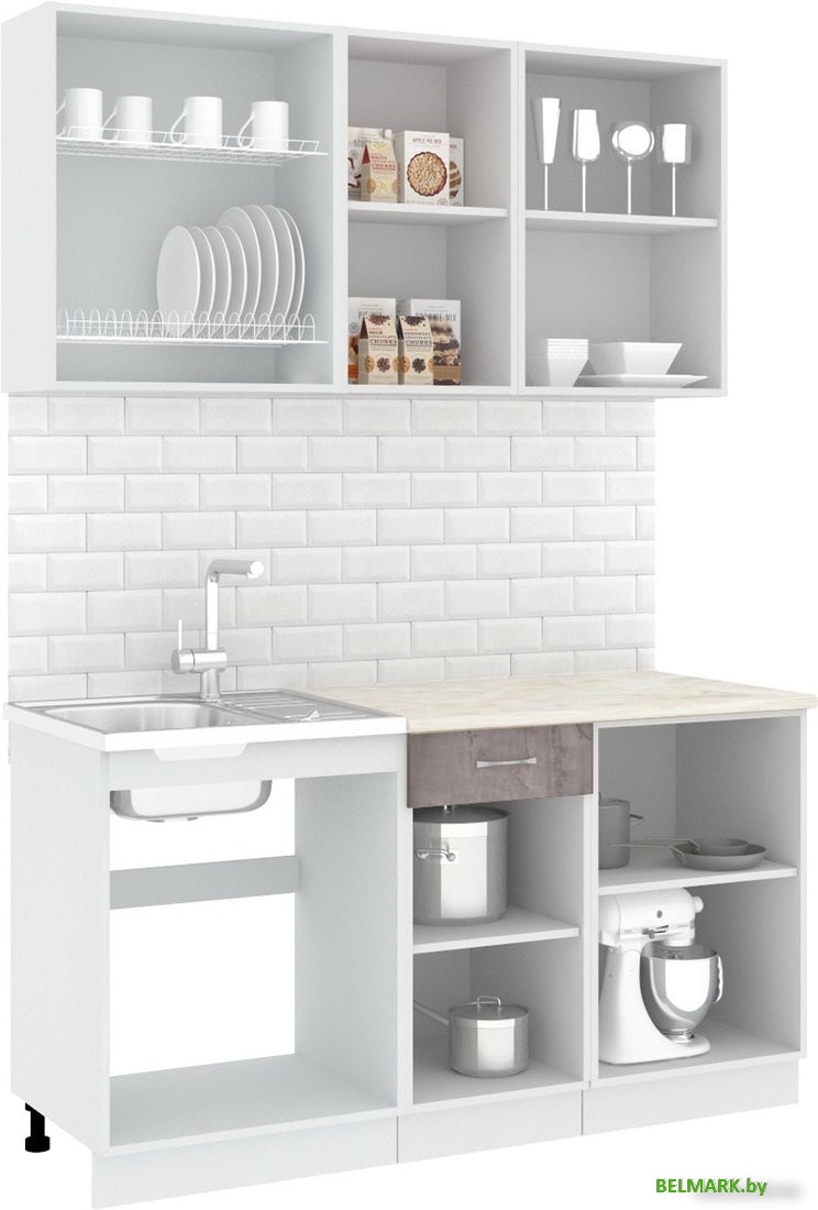 Готовая кухня Кортекс-мебель Корнелия Лира-лайт 1.5м (дуб сонома/королевский опал) - фото2