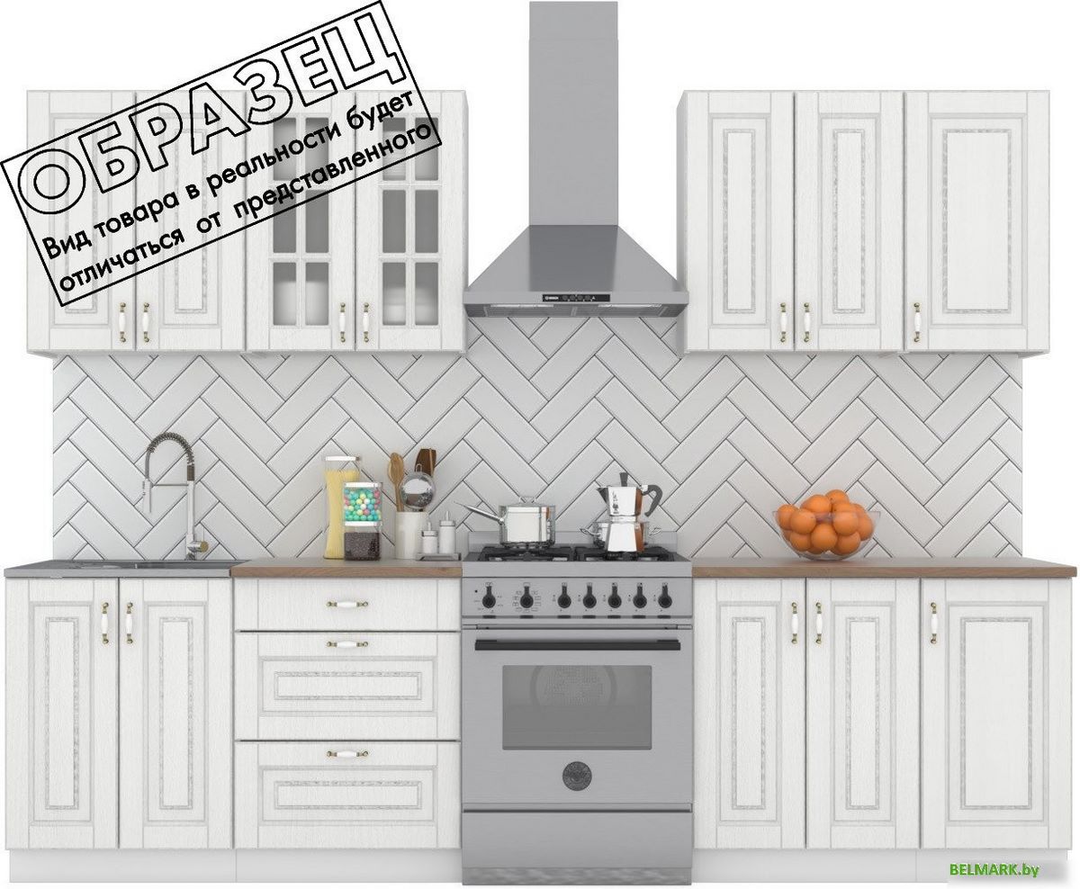 Готовая кухня Интермебель Бостон-7 2.2 (акация белая/мрамор лацио белый) - фото