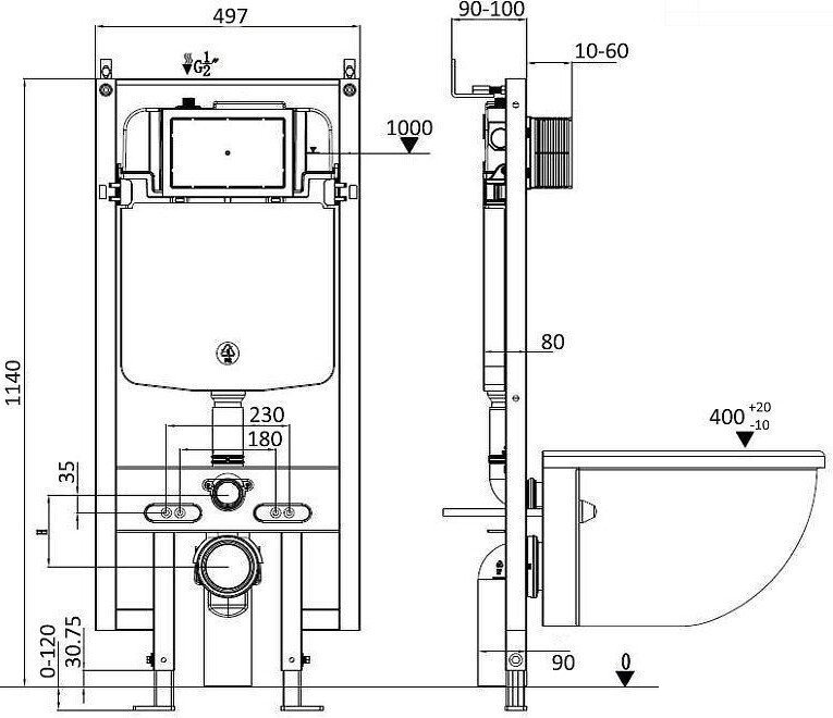 Унитаз подвесной WeltWasser Amberg 497 ST + Nesenbach 004 GL-WT + Amberg RD-WT - фото2