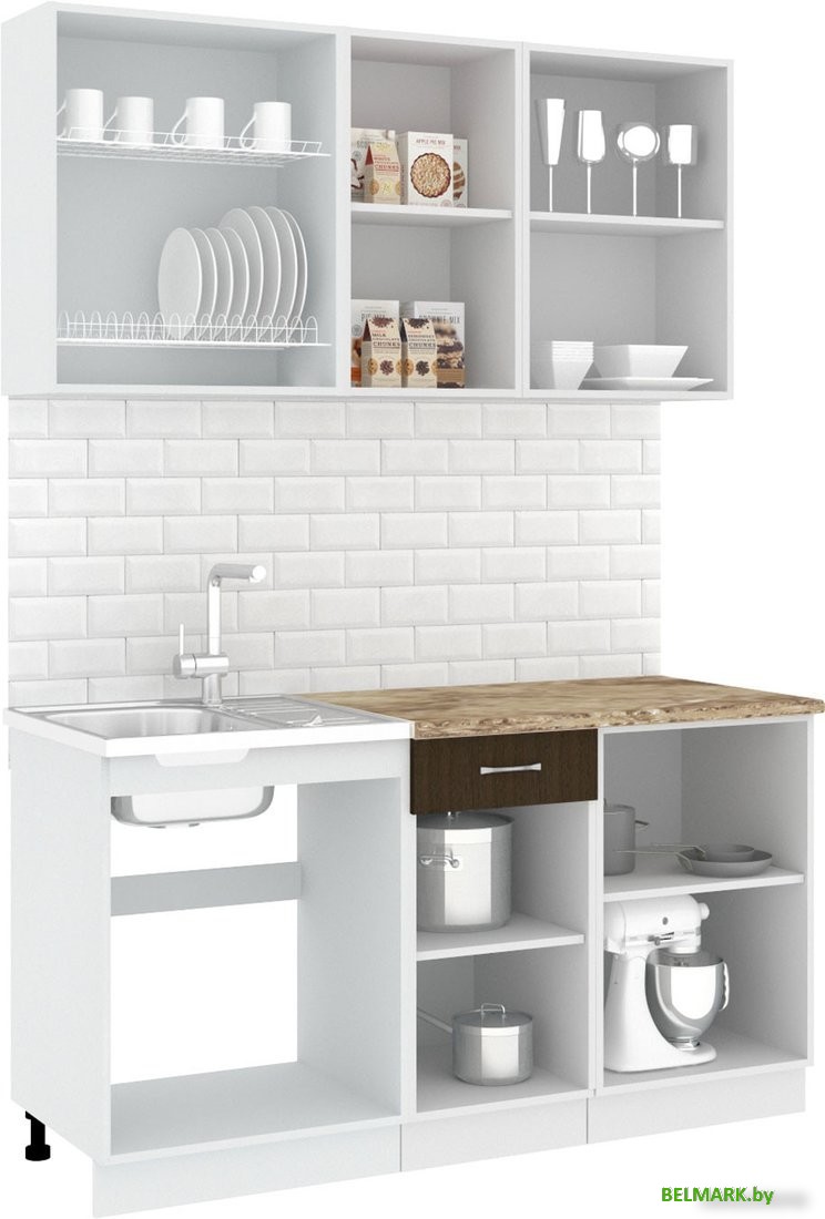 Готовая кухня Кортекс-мебель Корнелия Лира-лайт 1.5м (дуб сонома/венге/мадрид) - фото2