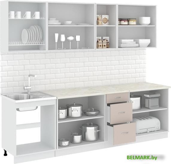 Кухня Кортекс-мебель Корнелия Лира 2.6м (капучино/оникс/мадрид) - фото2