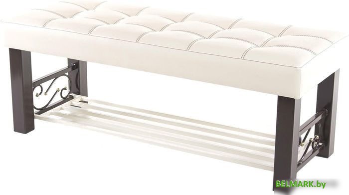 Банкетка AMC Lux 5 с полкой кожзам коричневый/бежевый/бежевый 5.1Б120233 - фото