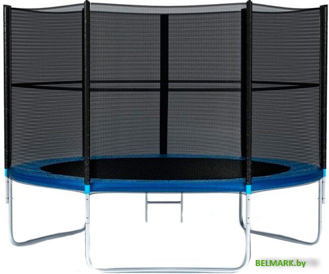 Батут Atlas Sport 374 см - 12ft Basic (с лестницей, внешняя сетка, синий) - фото