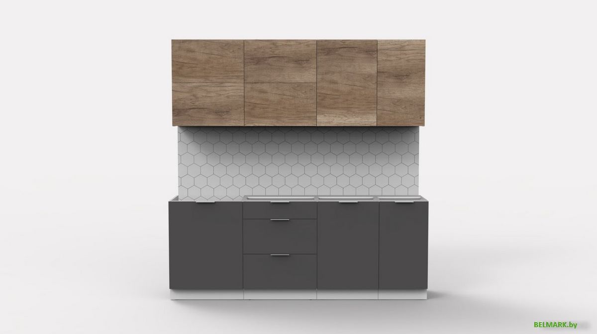 Готовая кухня Интермебель Микс Топ-36 2.1м без столешницы (дуб каньон/графит серый) - фото2