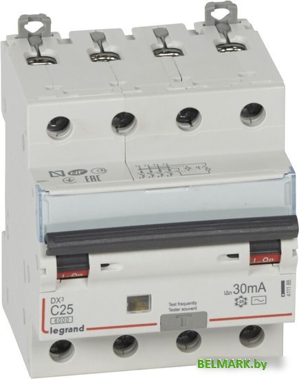 Дифференциальный автомат Legrand DX3 4P С 25A 30мА 6kА 4М 411188 - фото
