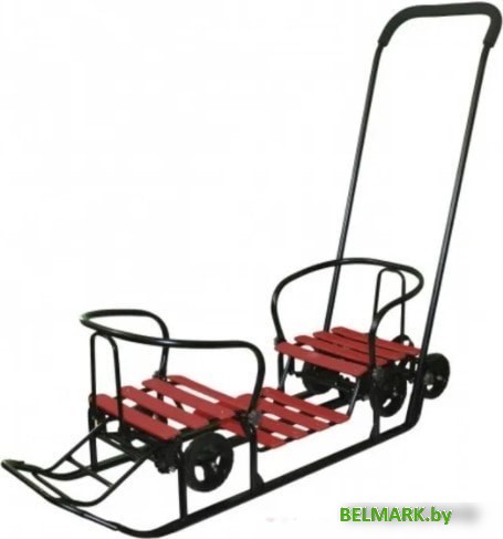 Санки-коляска Galaxy Погодки универсал 1 (черный/красный) - фото