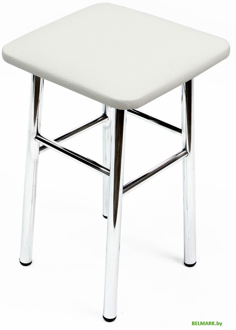 Табурет ВВР Классик (белый крокодил/хром, экокожа) - фото