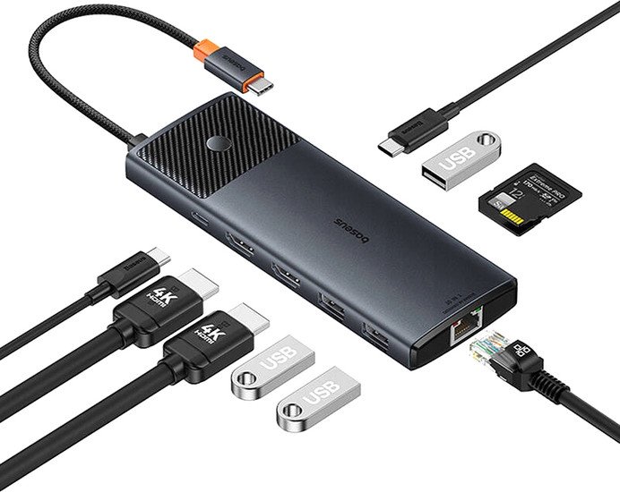 Док-станция Baseus Metal Gleam Series II 10-in1 USB Hub B00061800123-00 - фото