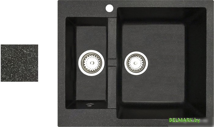 Кухонная мойка БелЭворс Duet R (черный, без сифона) - фото