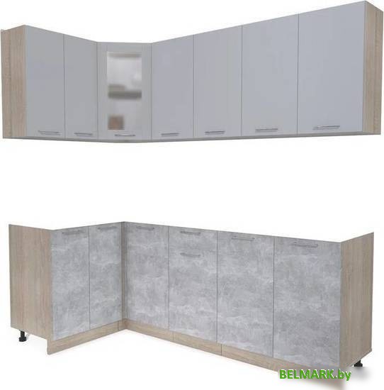 Готовая кухня Интерлиния Мила 12x22 без столешницы (серебристый/бетон) - фото