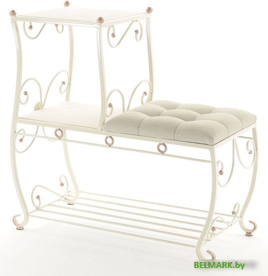 Банкетка AMC 8(800)33 с этажеркой (слоновая кость/бежевый) - фото