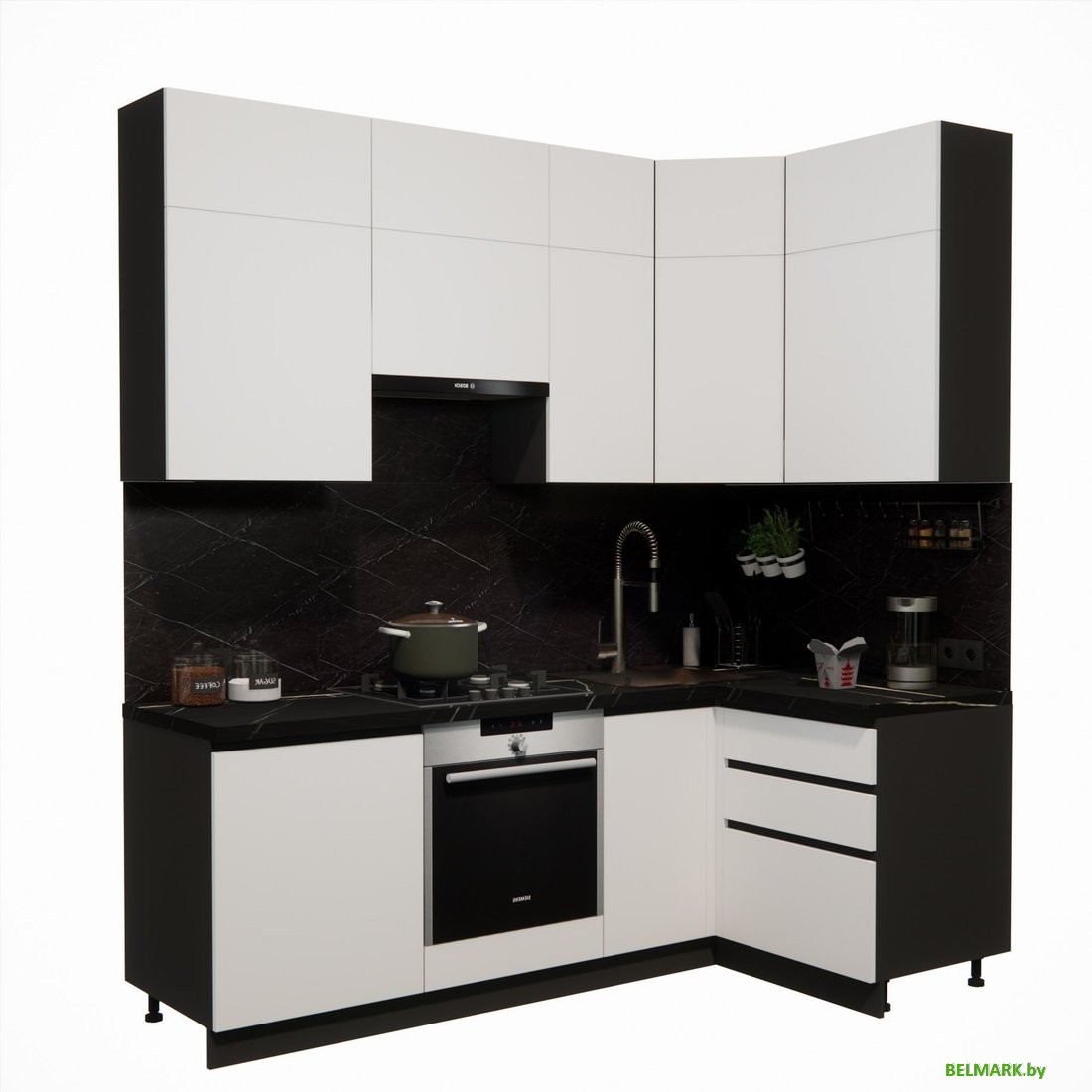 Готовая кухня ВерсоМебель Эко Премиум 1.2x2.2 правая (белый фасадный/ст. тунис) - фото