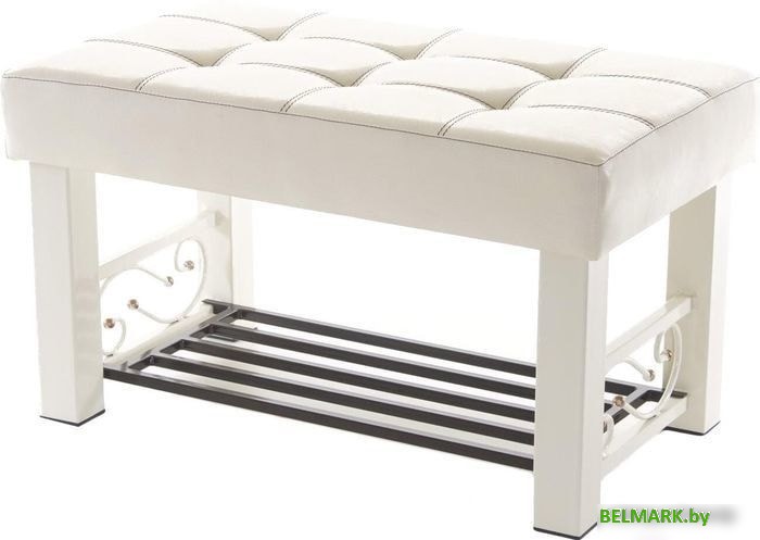 Банкетка AMC Lux 5 с полкой кожзам бежевый/бежевый/коричневый 5.1Б80332 - фото