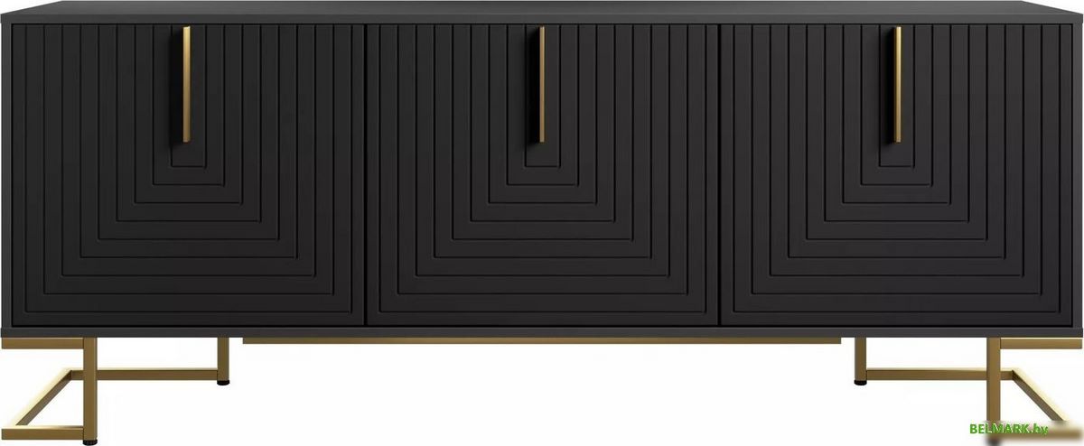 Тумба Involux Неаполь 212T011 (графит/черный матовый/золото) - фото