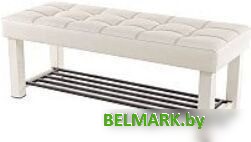 Банкетка AMC Lux 4 с полкой кожзам бежевый/бежевый/коричневый 4.1Б120332 - фото