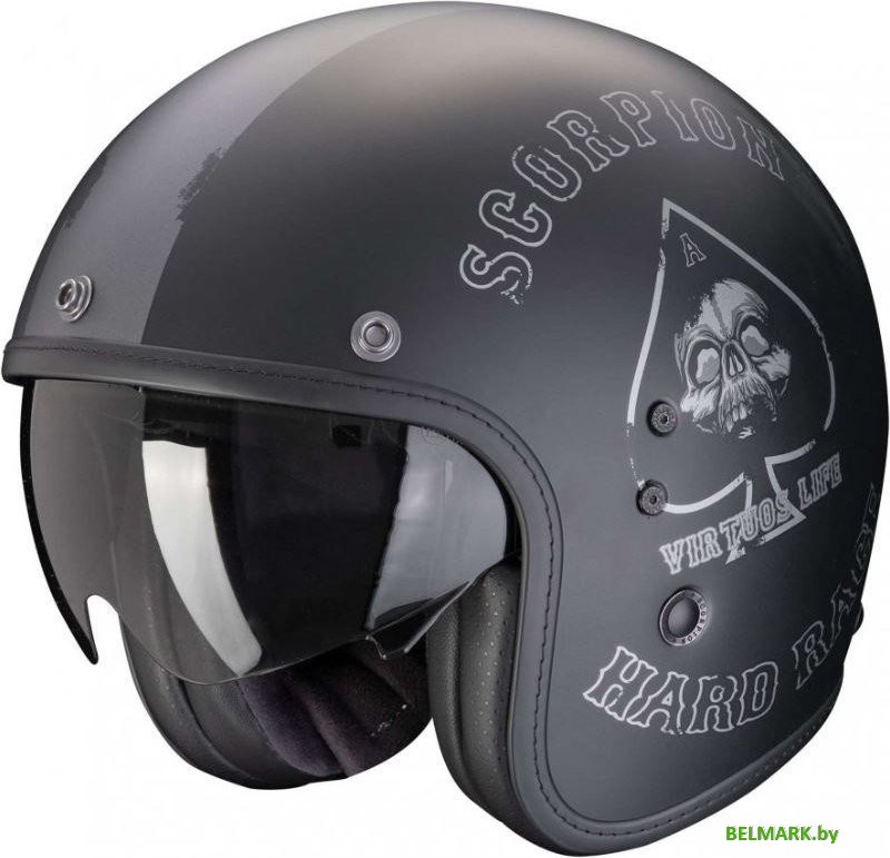 Мотошлем Scorpion Exo Belfast Evo Spade (р. L, черный матовый/серебристый) - фото