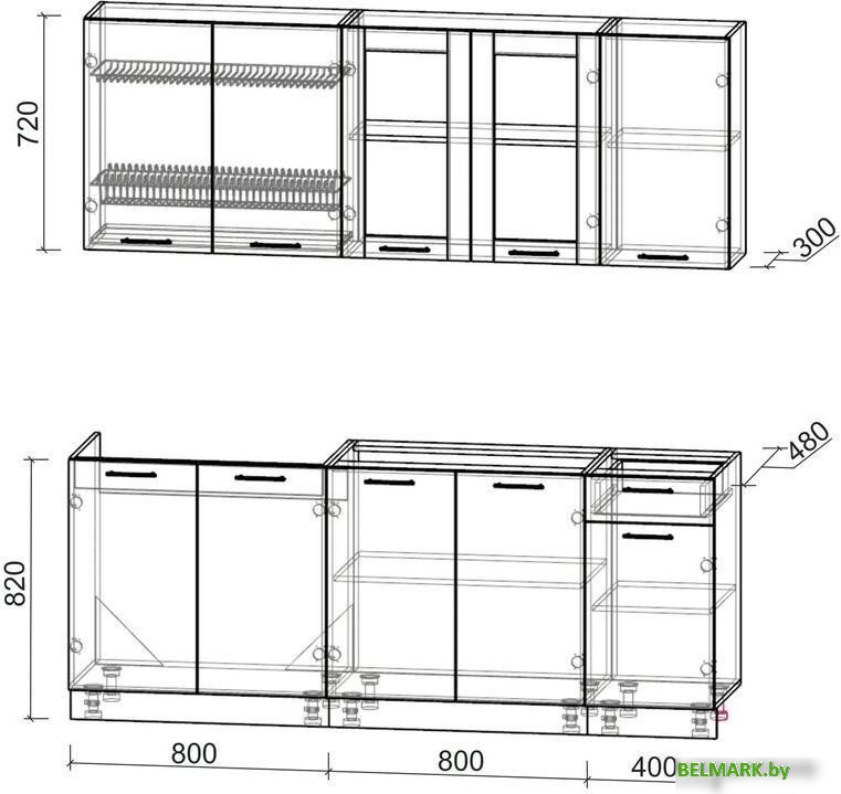 Готовая кухня Интерлиния Мила 20 без столешницы (серебристый/бетон) - фото2