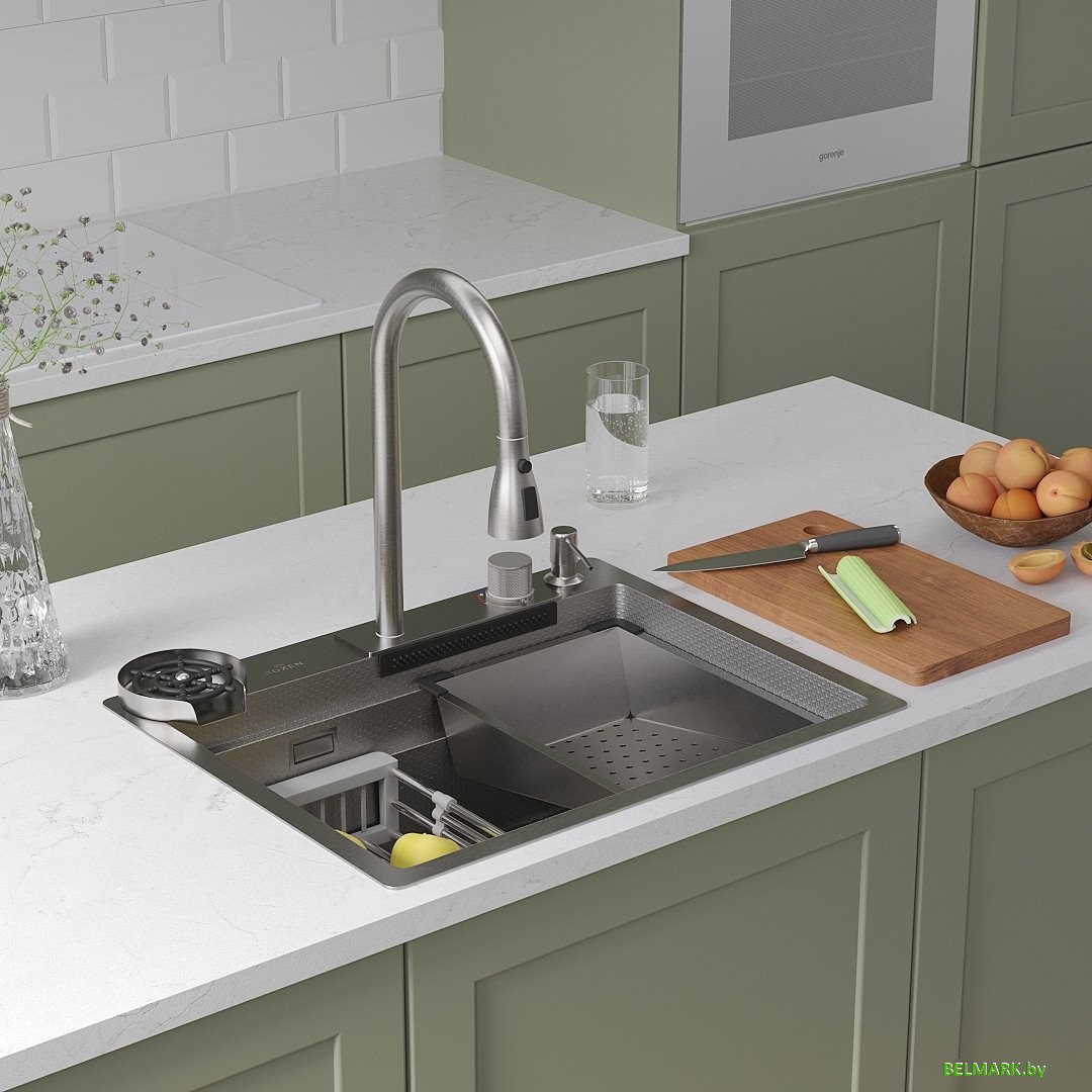 Кухонная мойка Roxen Stage Plus 560250-60-S многофункциональная 8 в 1 (60*48/текстурный сатин) - фото2