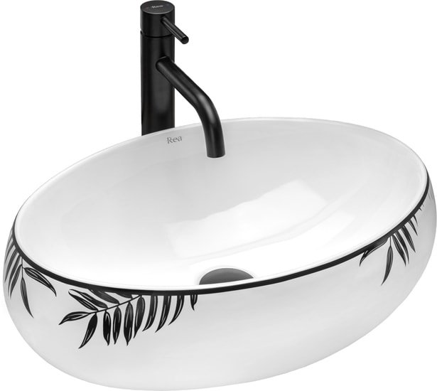 Умывальник Rea Shila (белый/черный) - фото