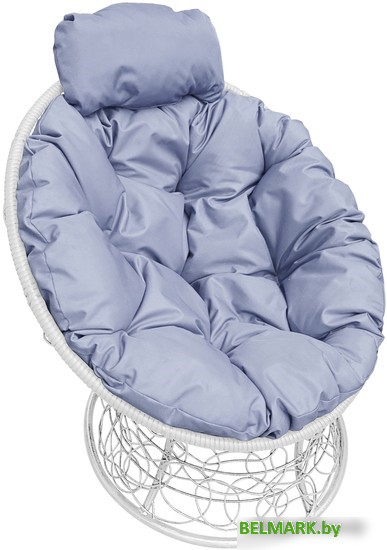 Кресло M-Group Папасан мини 12070109 (белый ротанг/серая подушка) - фото
