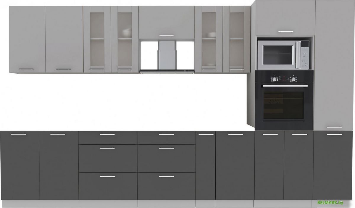 Готовая кухня Интерлиния Мила 3.6 ВТ без столешницы (серебристый/антрацит) - фото