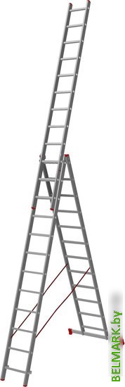 Лестница-стремянка Новая высота NV 123 алюминиевая трёхсекционная 3x12 ступеней - фото