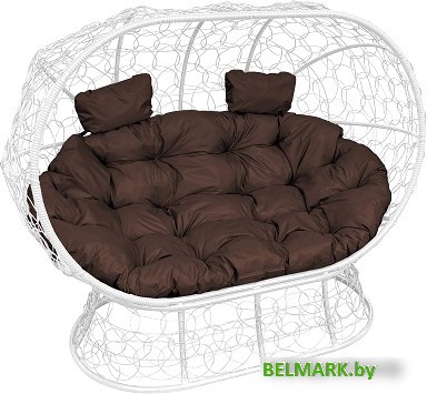 Садовый диван M-Group Лежебока 11190105 (на подставке с белым ротангом/коричневая подушка) - фото