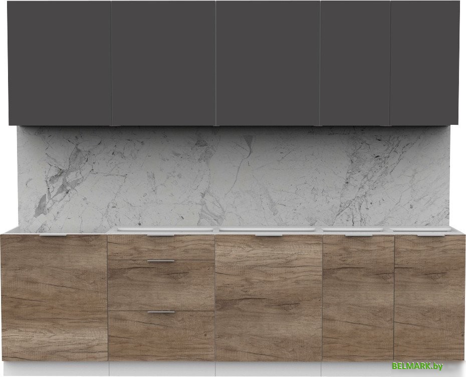 Готовая кухня Интермебель Микс Топ-9 2.6м без столешницы (графит серый/дуб каньон) - фото