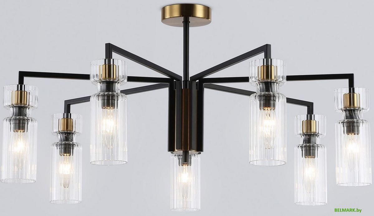 Подвесная люстра Ambrella LH56115/7 BK/BS/CL (черный/латунь/прозрачный) - фото