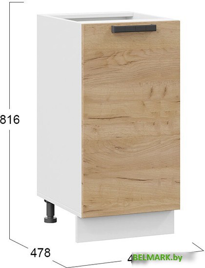 Шкаф напольный Трия Детройт 1Н4 (белый/дуб крафт золотой) - фото2