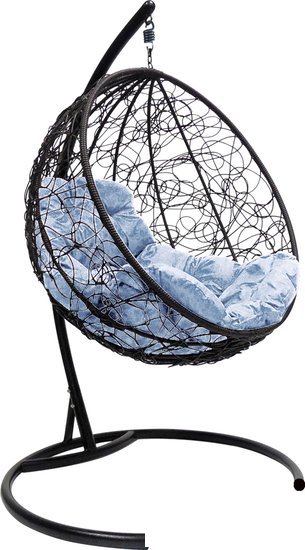 Подвесное кресло M-Group Круг 11050409 (черный ротанг/серая подушка) - фото