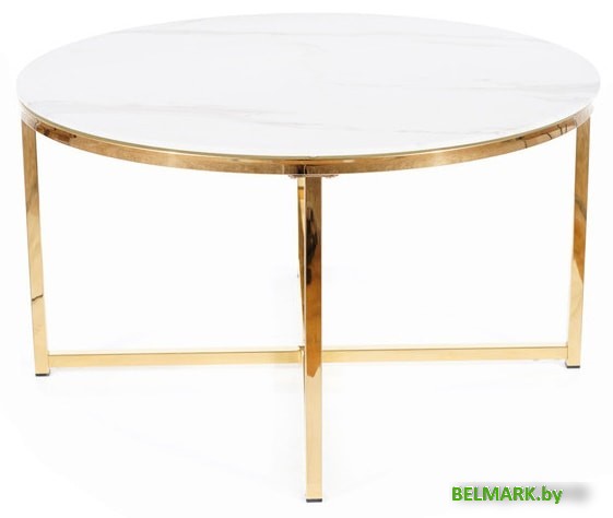 Журнальный столик Signal Salma (эффект белого мрамора/золотой) - фото