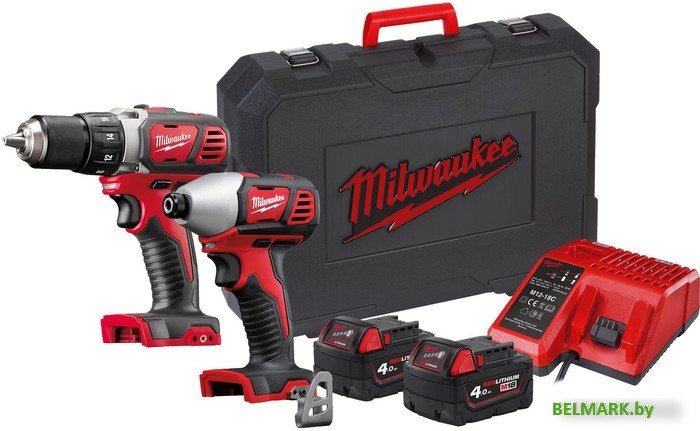 Milwaukee M18 BPP2D-402C 4933447126 (шуруповерт, винтоверт, 2 АКБ, кейс) - фото